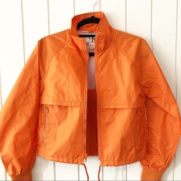Calvin Klein Orange Spell Out Windbreaker Jacket - Picture 7 of 7
